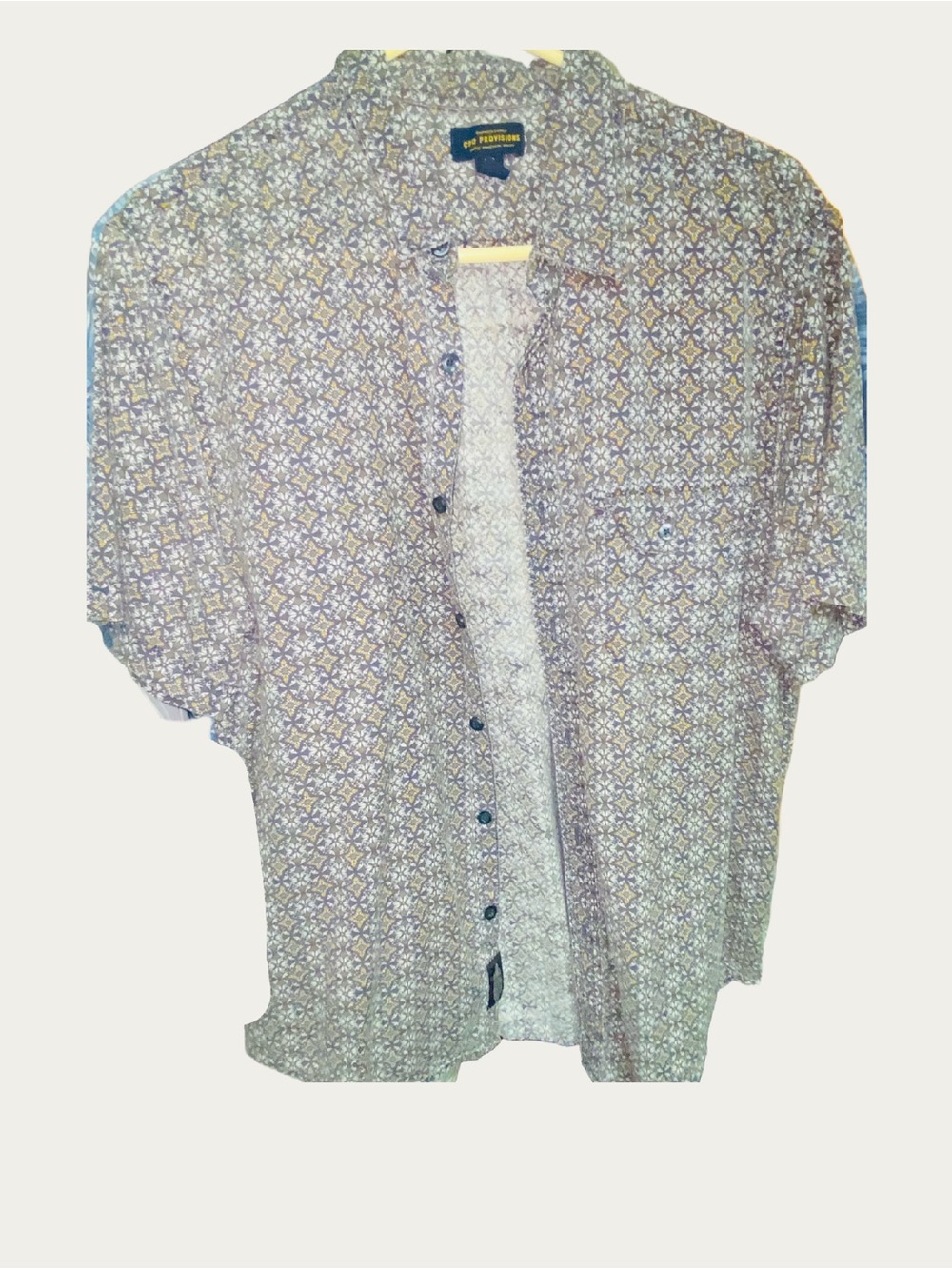 The Foundry Short-Sleeve Casual Button-Down Shirt - Beige Pattern